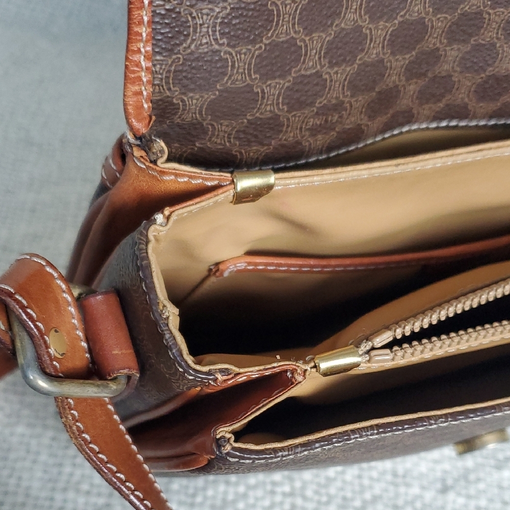 CELINE Brown Macadam Flap Crossbody Bag - Picture 12 of 17